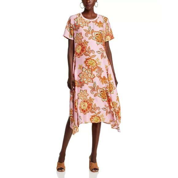 Johnny Was Dresses & Skirts - Johnny Was Handkerchief Hem Silk Dress Women's S Messina Pink Floral Paisley